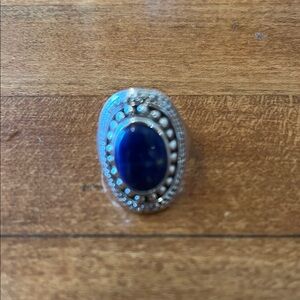 Vintage Thailand Sterling Silver & Lapis Lazuli Sz 8 Ring Signed 925